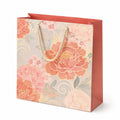 Borsa regalo 32 x 12 x 26 cm in carta rosa con manici in corda - floreale