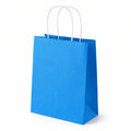 Borsa shopper 26 x 12 x 32 cm in carta blu con manici in cordoncino - confezione regalo
