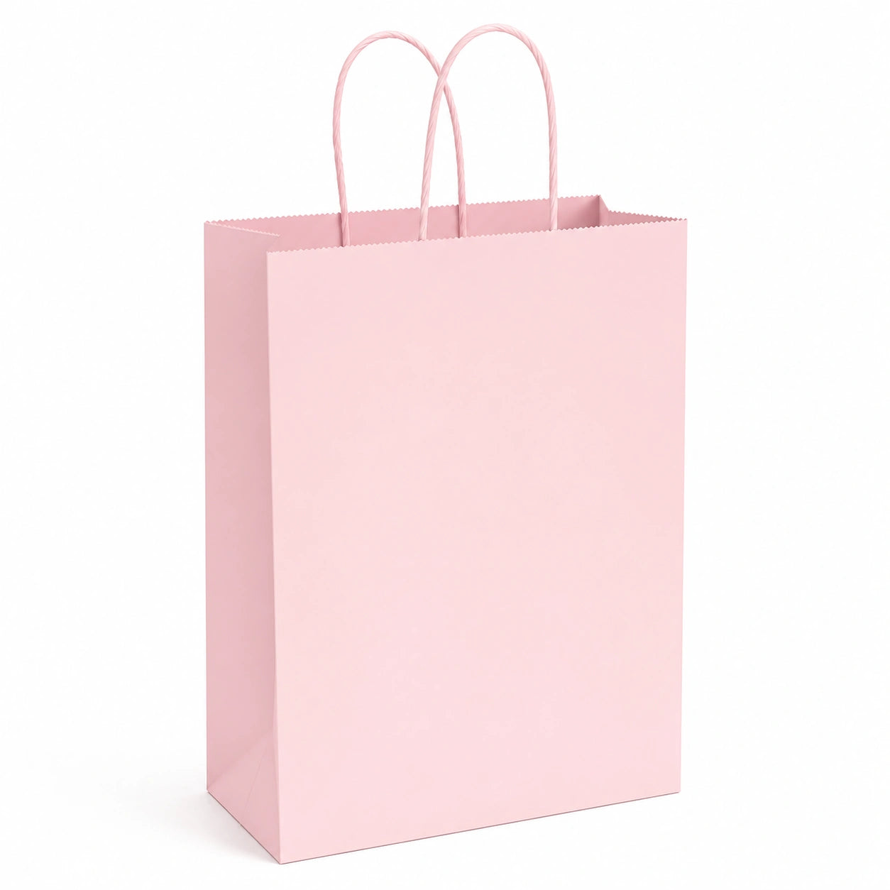 Sacchetto regalo 25 x 12 x 35 cm in carta rosa con manici ritorti