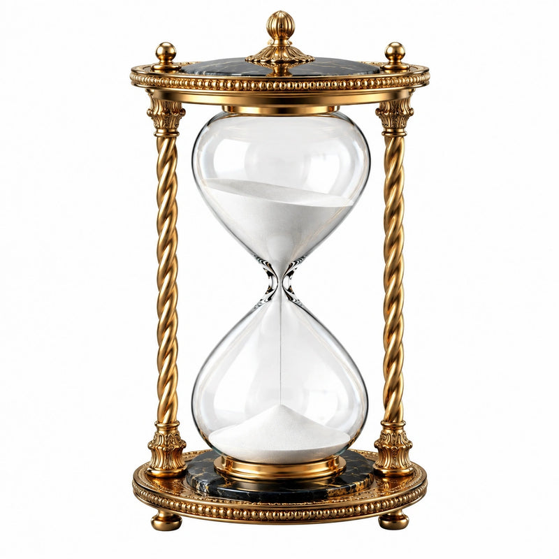 Clessidra decorativa 30 cm in vetro e metallo dorato stile classico