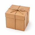 Scatola regalo 12 x 12 x 12 cm in cartone marrone con chiusura a spago stile rustico