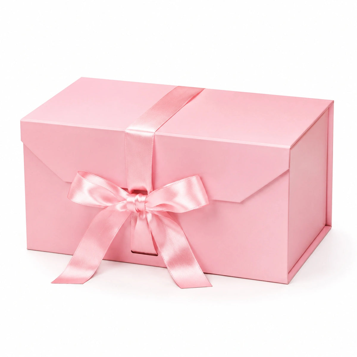 Scatola regalo 30 x 20 x 15 cm in cartone rosa con nastro decorativo
