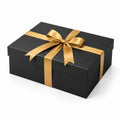 Scatola regalo 30 x 22 x 10 cm in cartone nero con nastro dorato stile elegante
