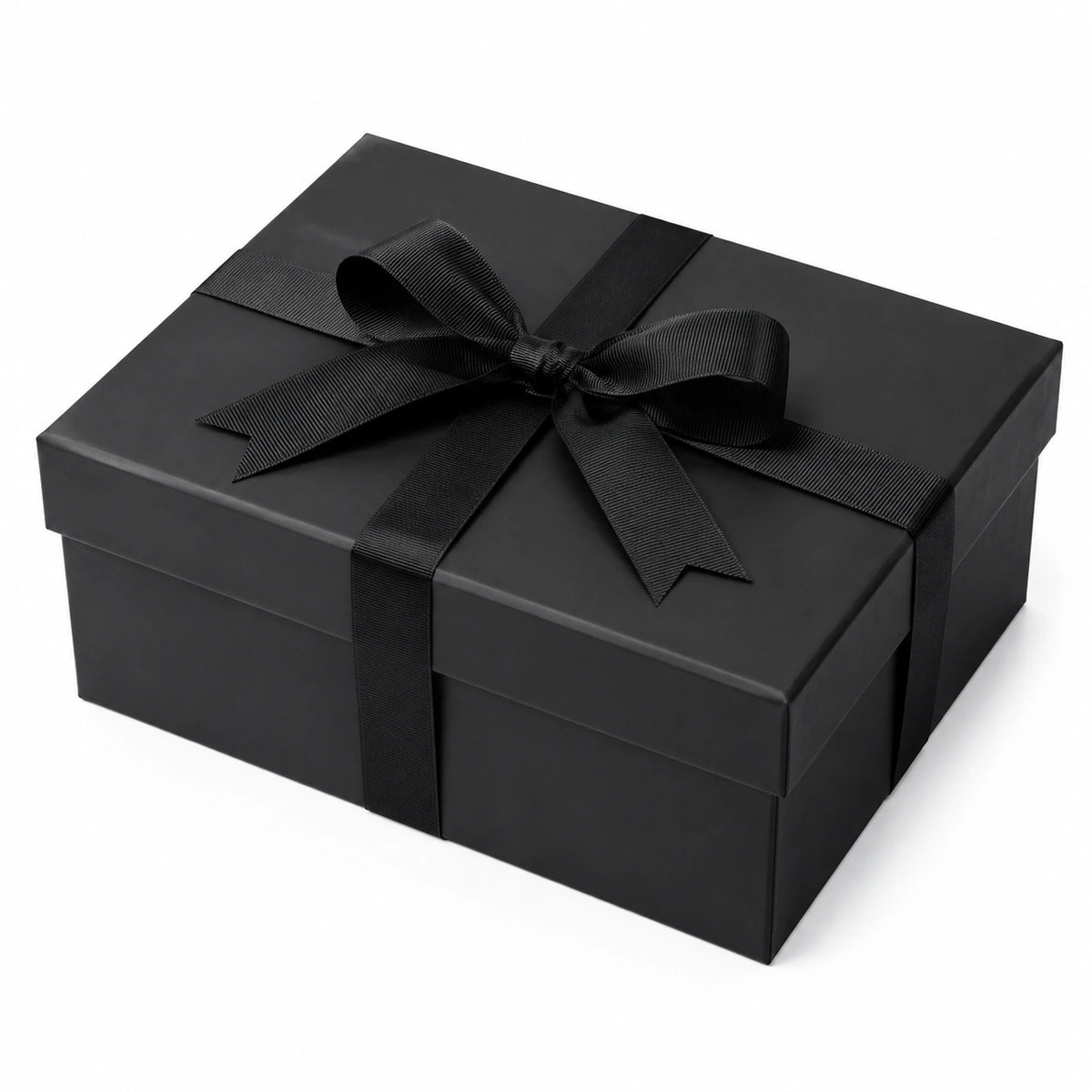 Scatola regalo 25 x 20 x 10 cm in cartone nero con nastro decorativo