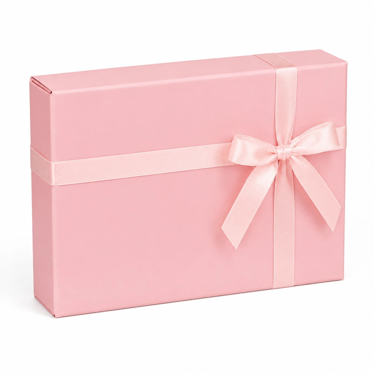 Scatola regalo 30 x 20 x 10 cm in cartoncino rosa con nastro in raso - confezione decorativa con coperchio