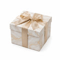 Scatola regalo 20 x 20 x 12 cm in cartone bianco e beige con nastro decorativo