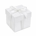 Scatola regalo quadrata 20 x 20 x 15 cm in cartone bianco con nastro in raso